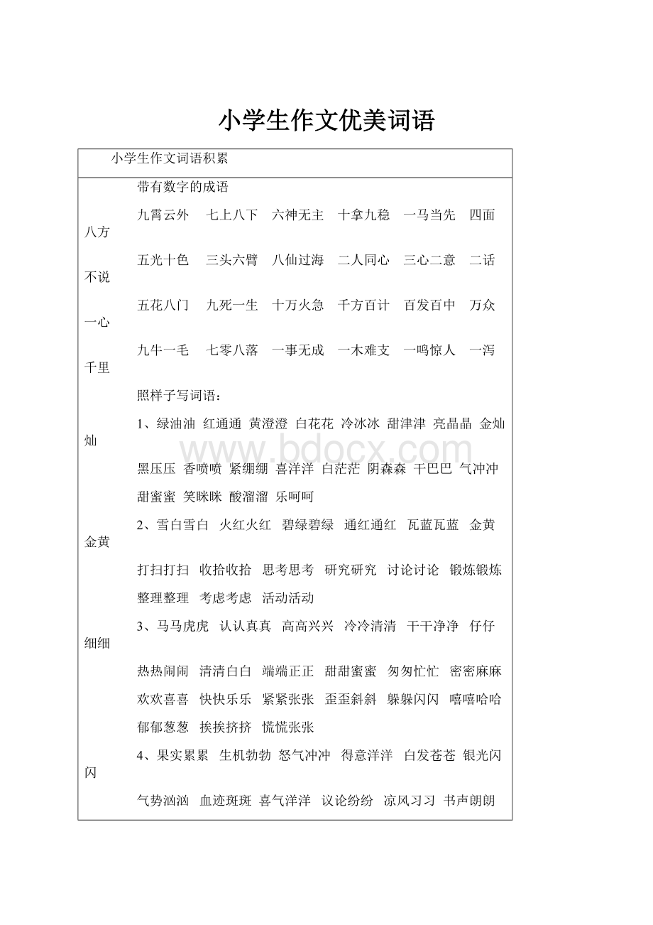 小学生作文优美词语.docx