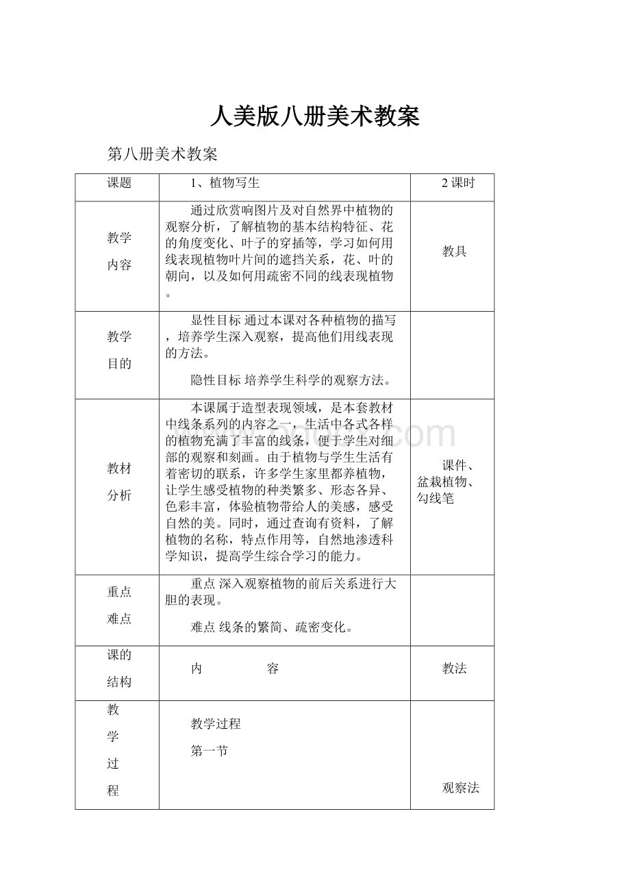 人美版八册美术教案.docx_第1页