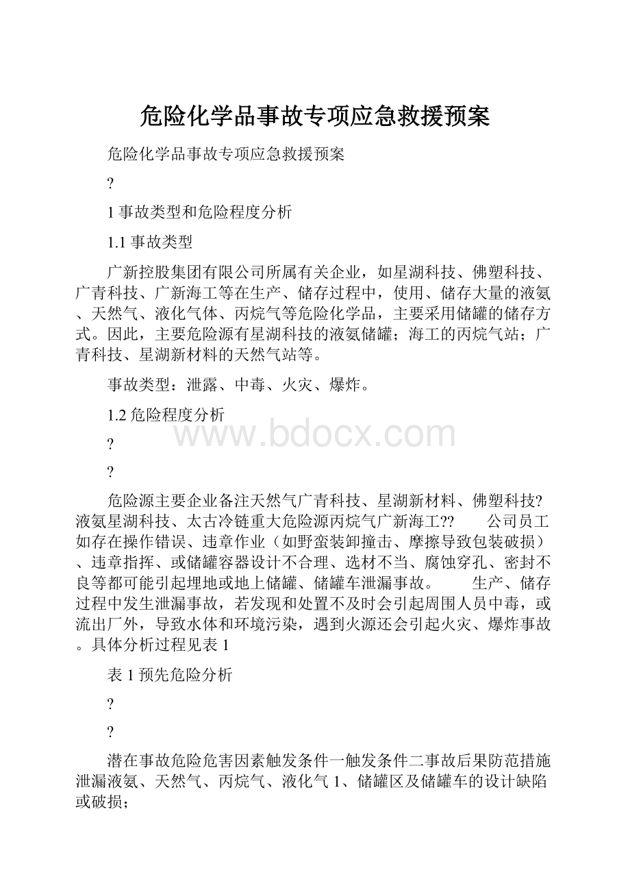 危险化学品事故专项应急救援预案.docx_第1页