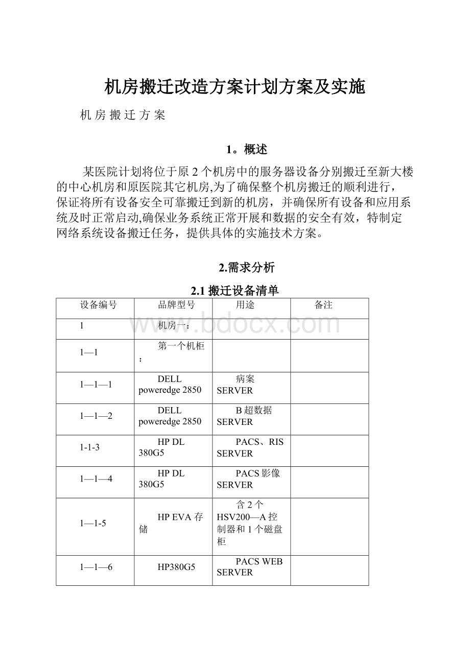 机房搬迁改造方案计划方案及实施.docx