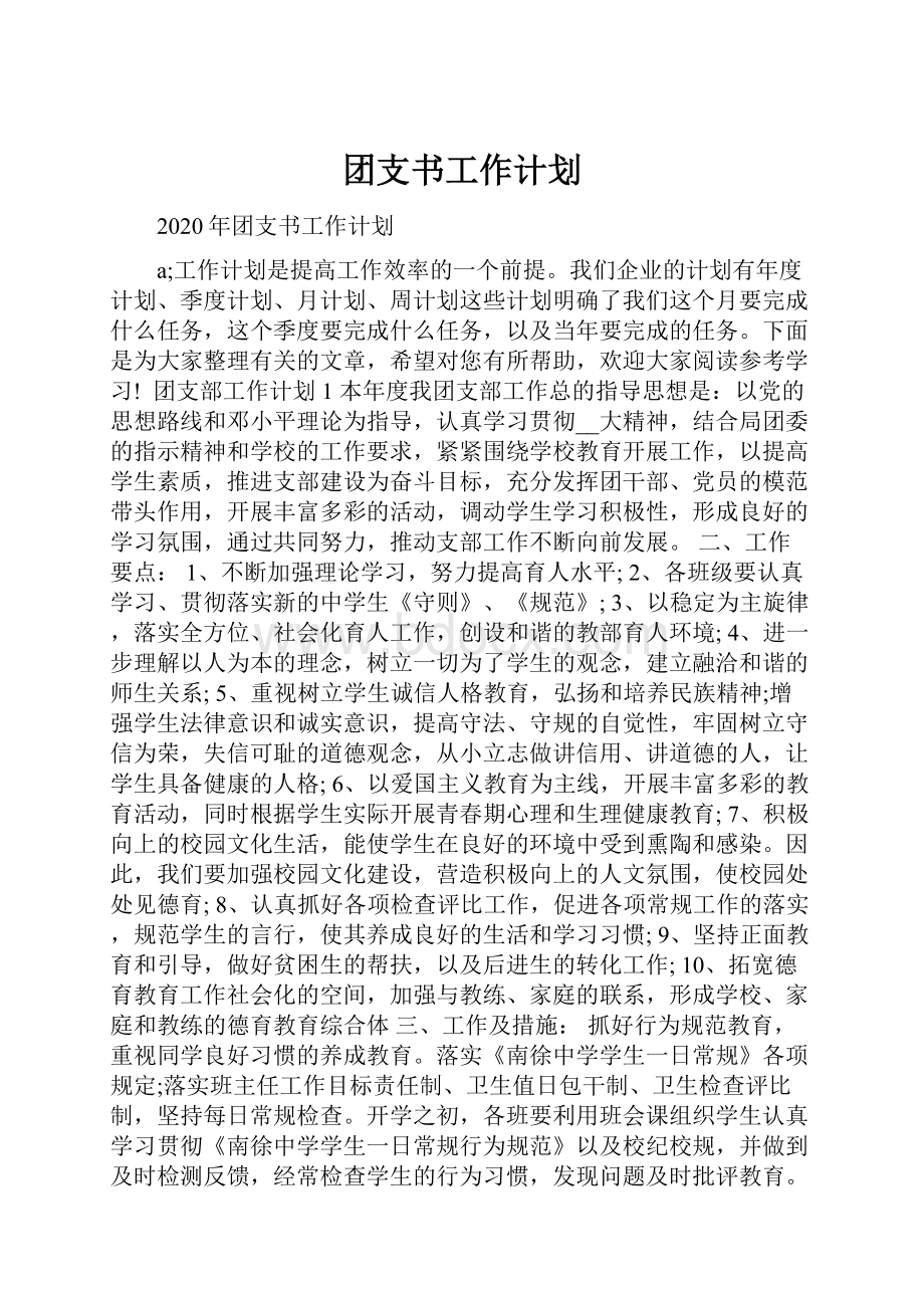 团支书工作计划.docx