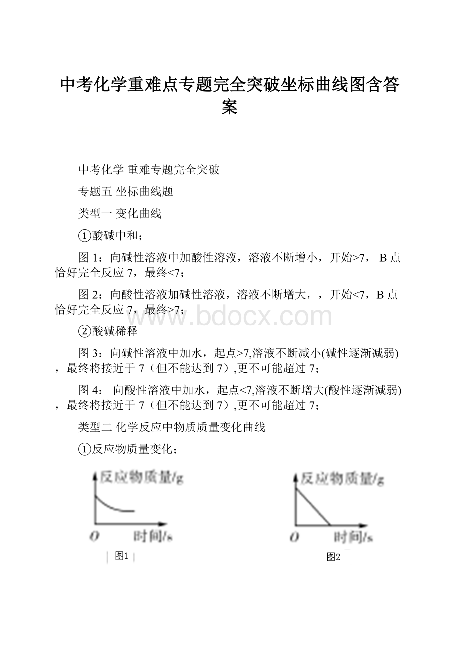 中考化学重难点专题完全突破坐标曲线图含答案.docx_第1页