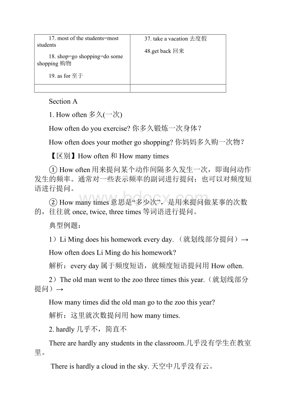 人教版新课标英语八年级上册各单元知识点和练习.docx_第2页