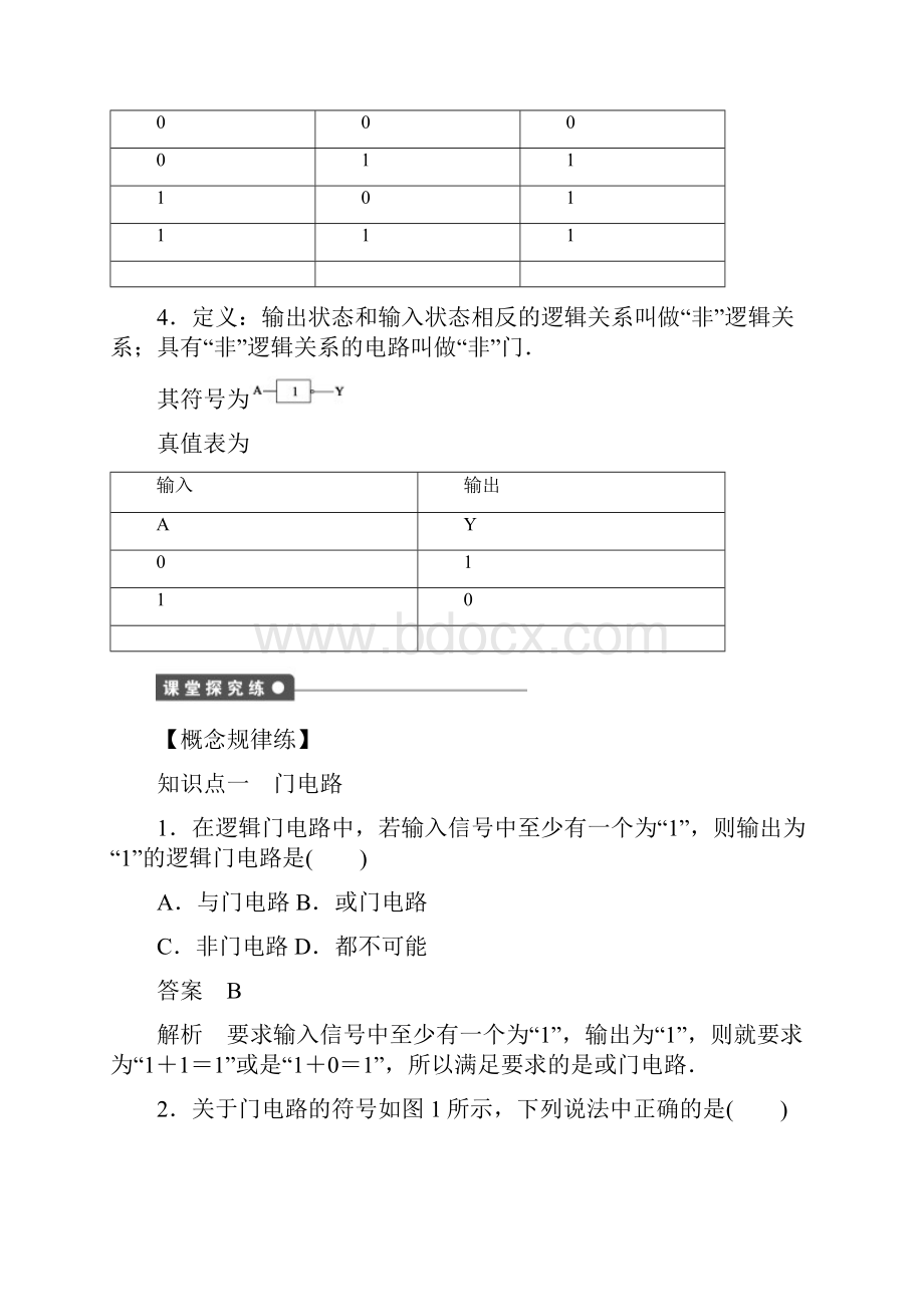 高中物理人教版选修31课时作业第二章 第11节简单的逻辑电路 含答案.docx_第2页