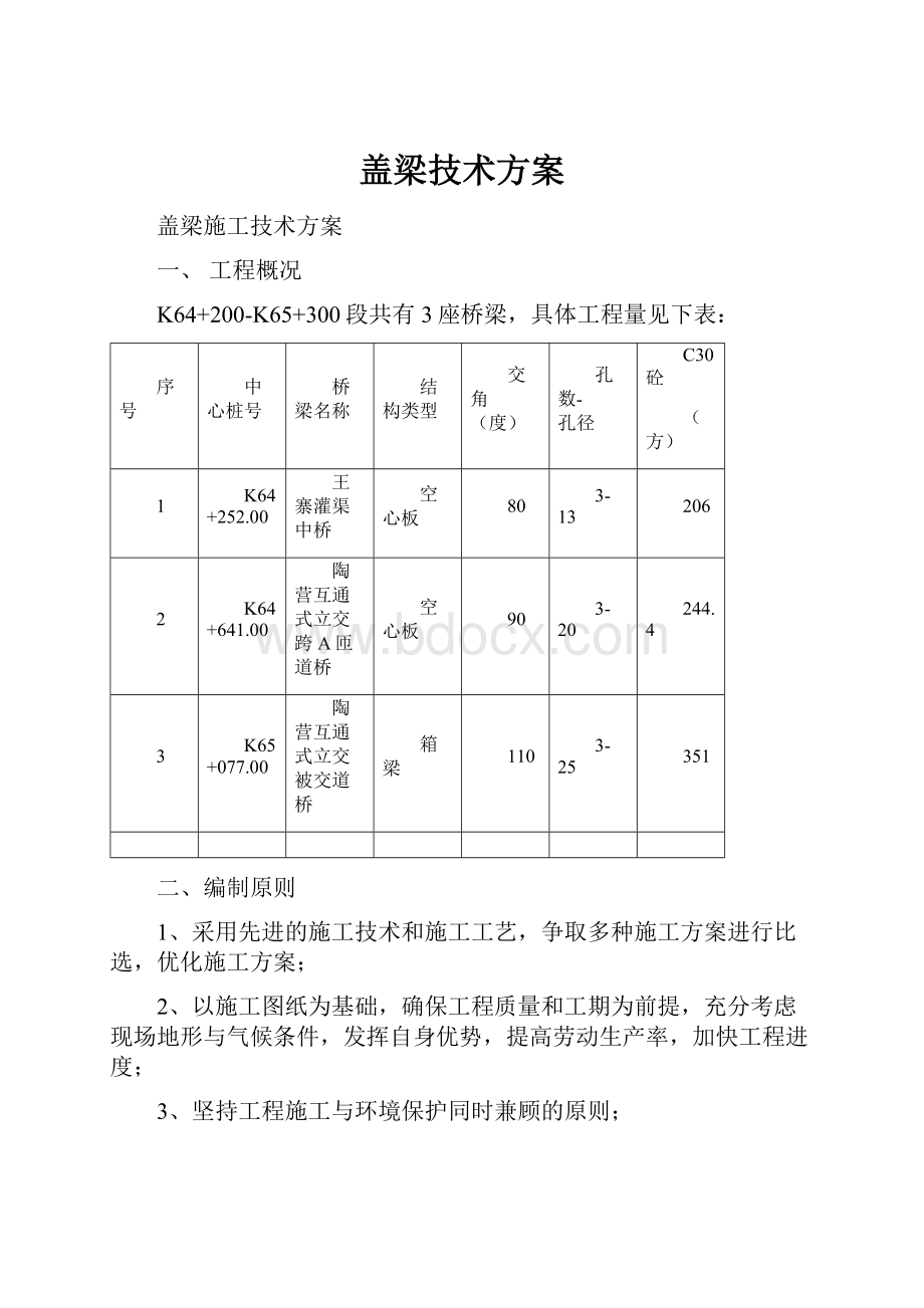 盖梁技术方案.docx