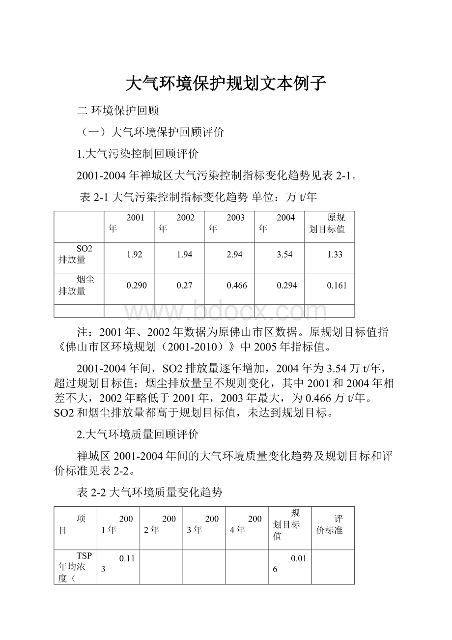 大气环境保护规划文本例子.docx