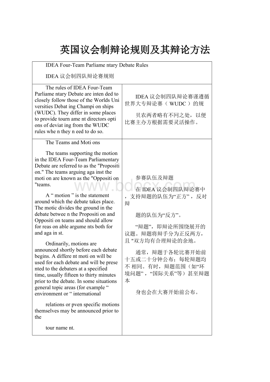 英国议会制辩论规则及其辩论方法.docx_第1页