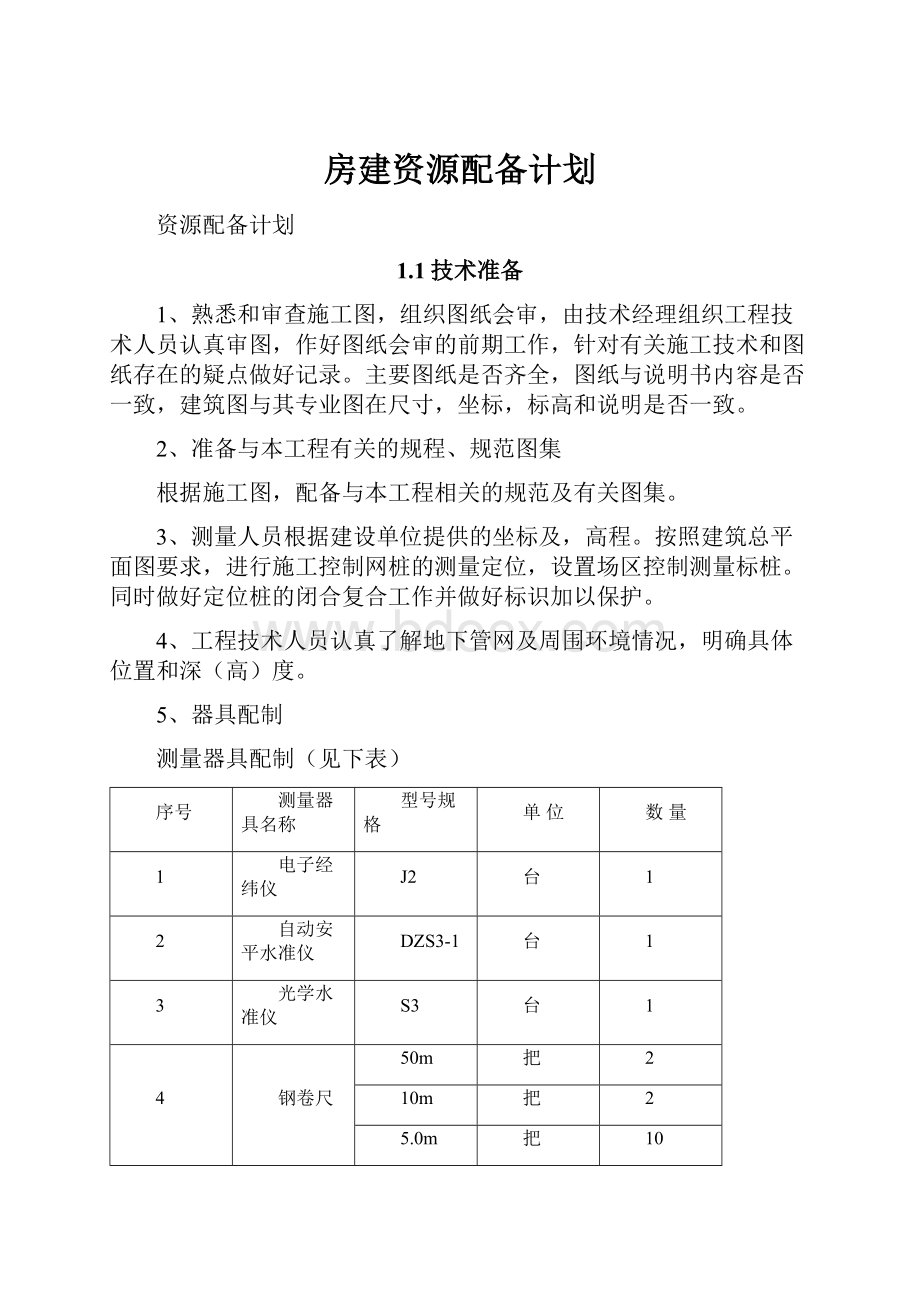 房建资源配备计划.docx