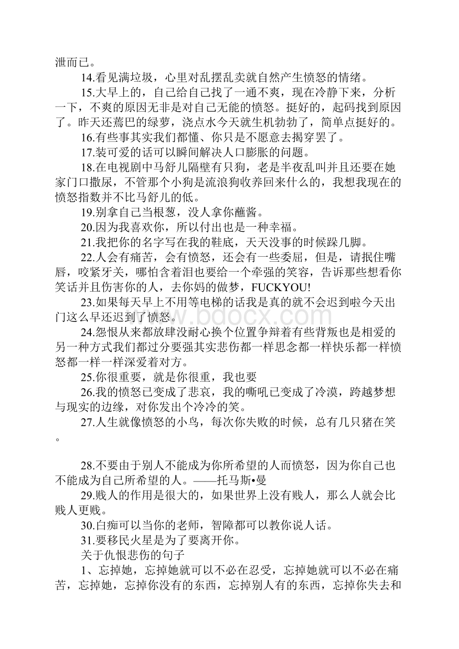 愤怒的句子说说心情 关于仇恨悲伤的句子.docx_第2页