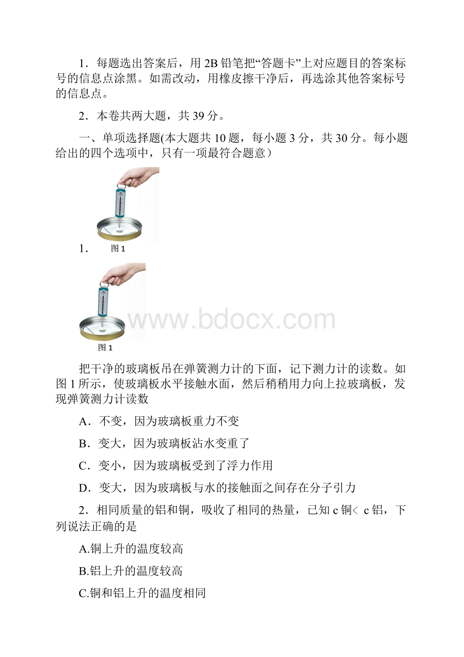 天津市东丽区届九年级物理上学期期末考试.docx_第2页