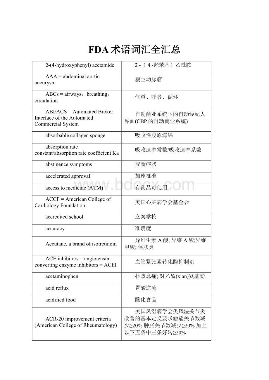 FDA术语词汇全汇总.docx_第1页