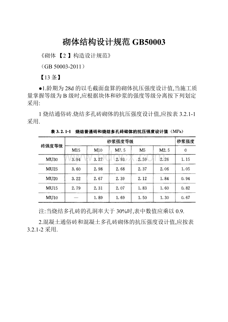 砌体结构设计规范GB50003.docx_第1页