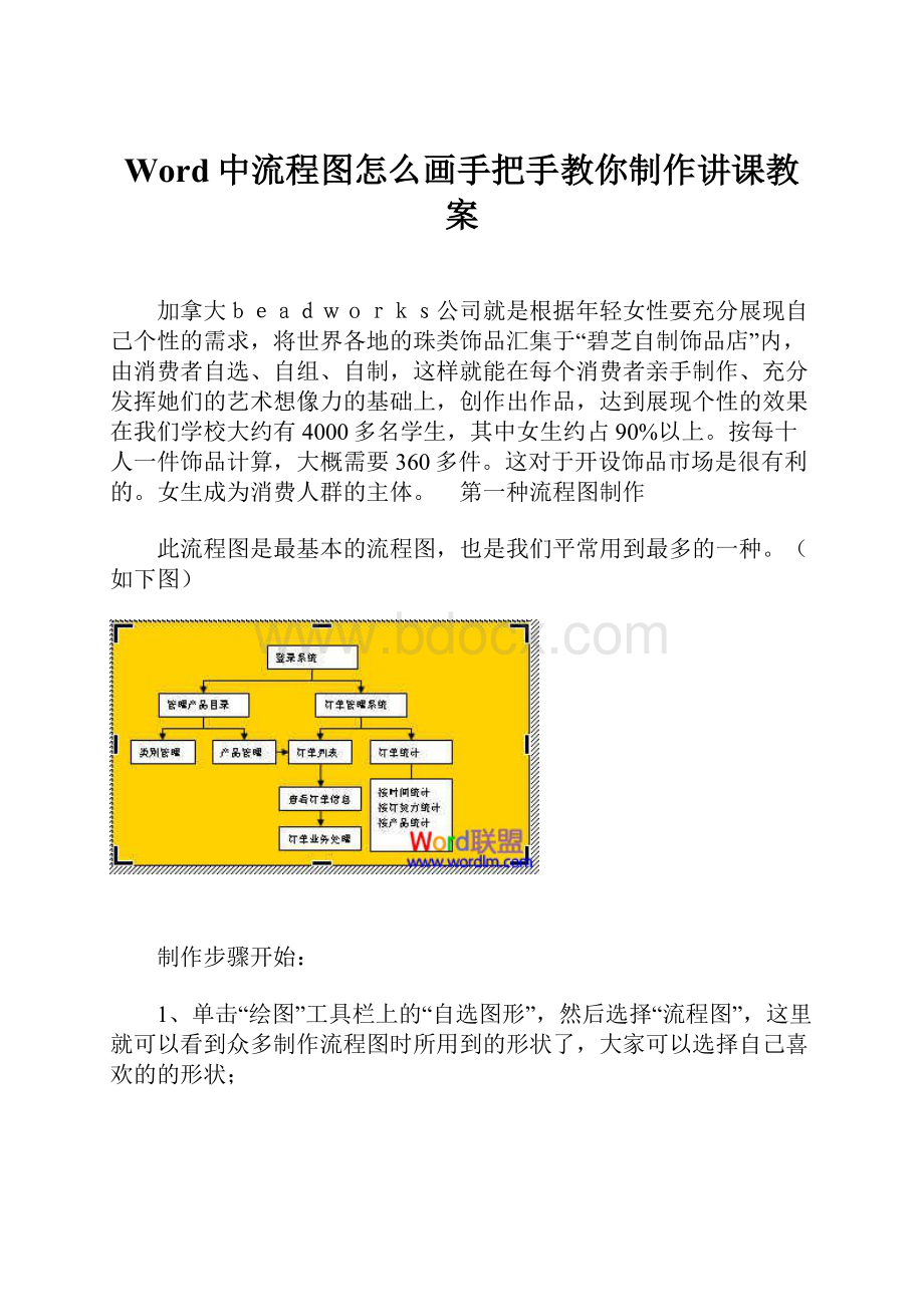 Word中流程图怎么画手把手教你制作讲课教案.docx