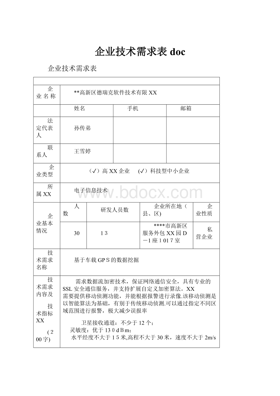 企业技术需求表doc.docx_第1页