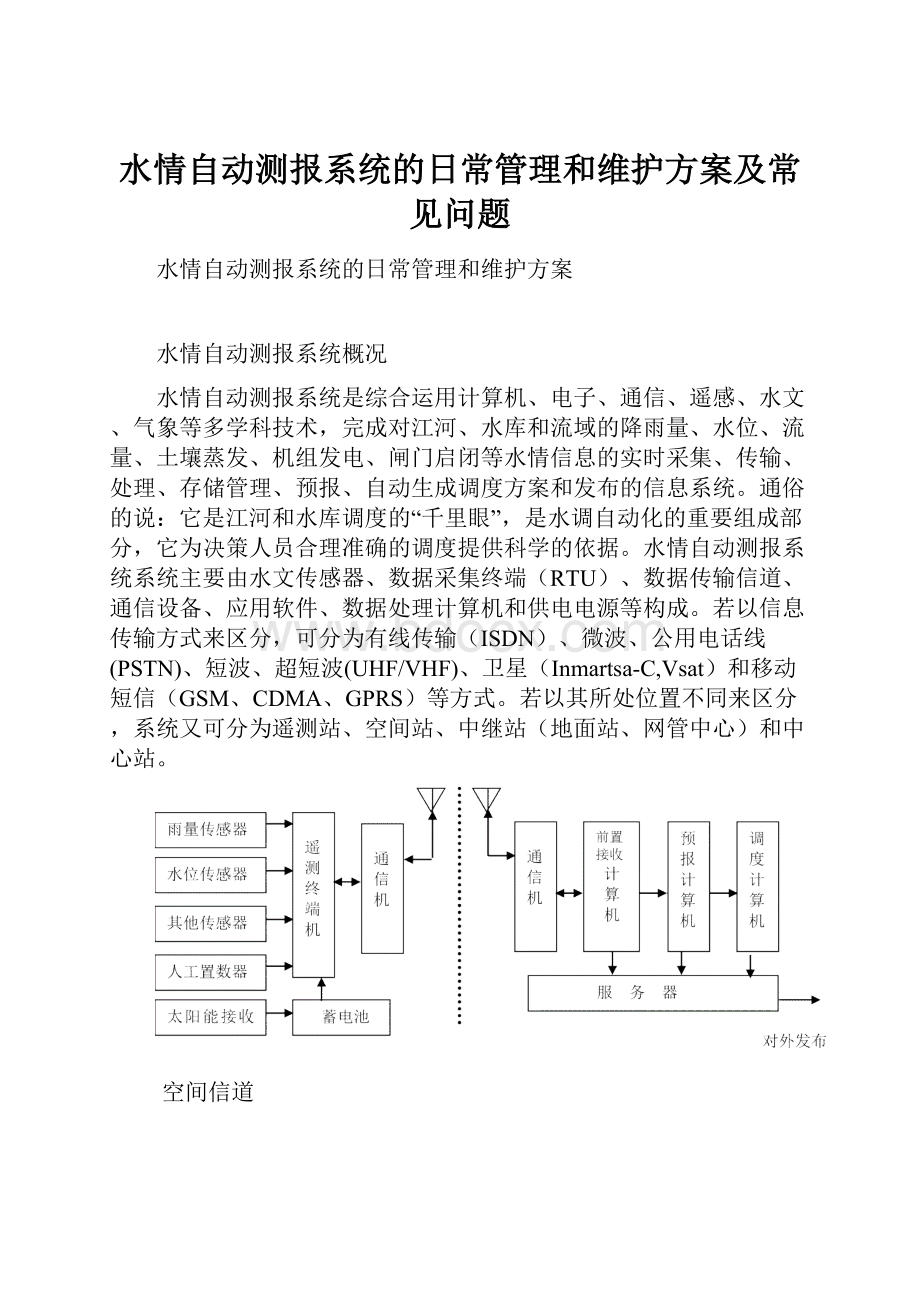 水情自动测报系统的日常管理和维护方案及常见问题.docx