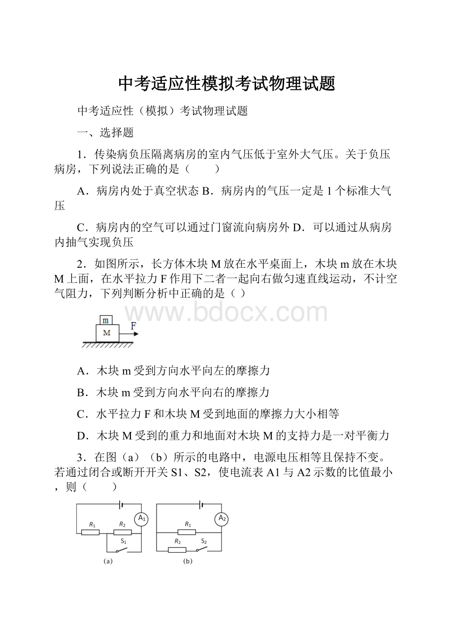 中考适应性模拟考试物理试题.docx