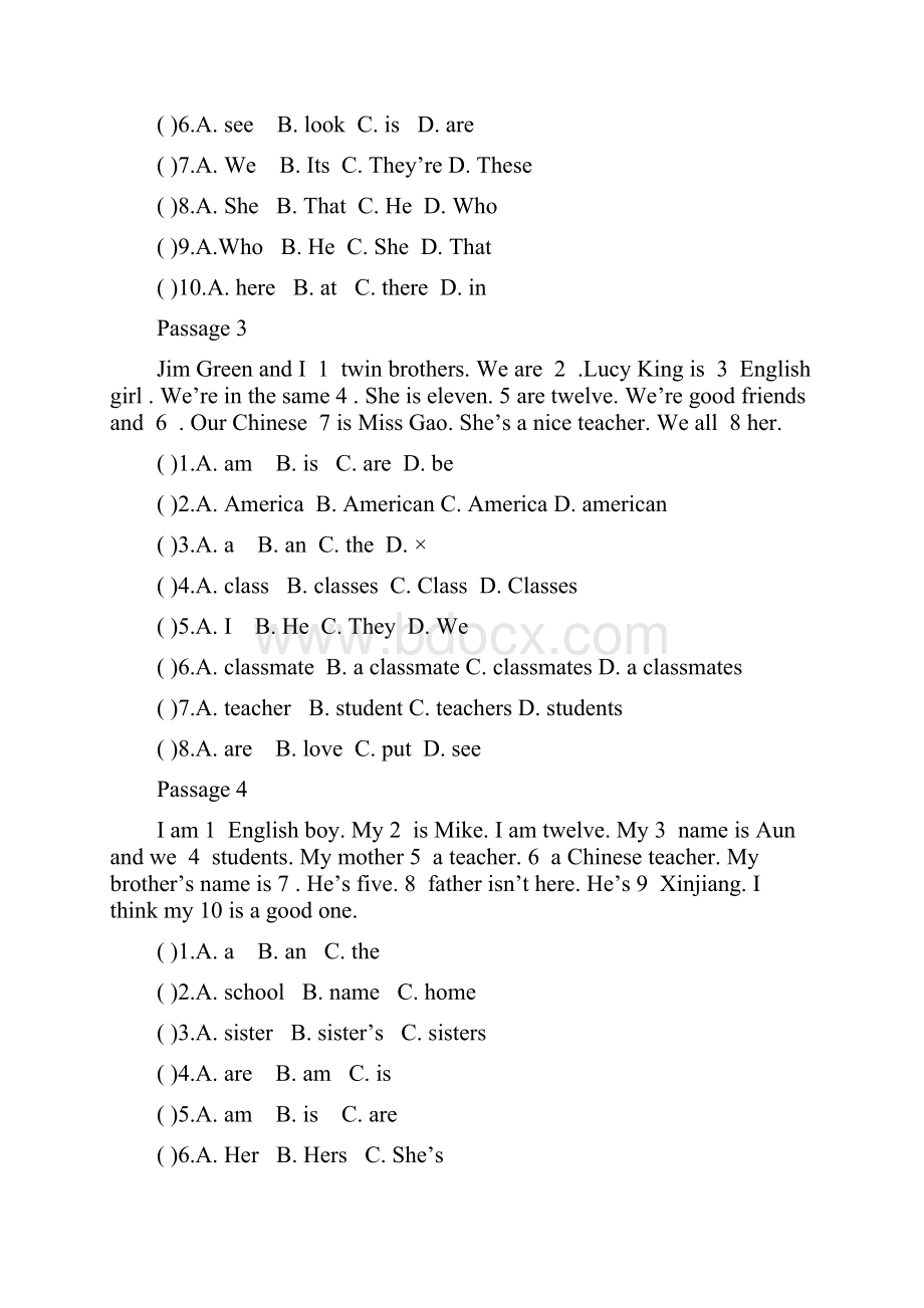 A学年初一英语完形填空100篇.docx_第2页