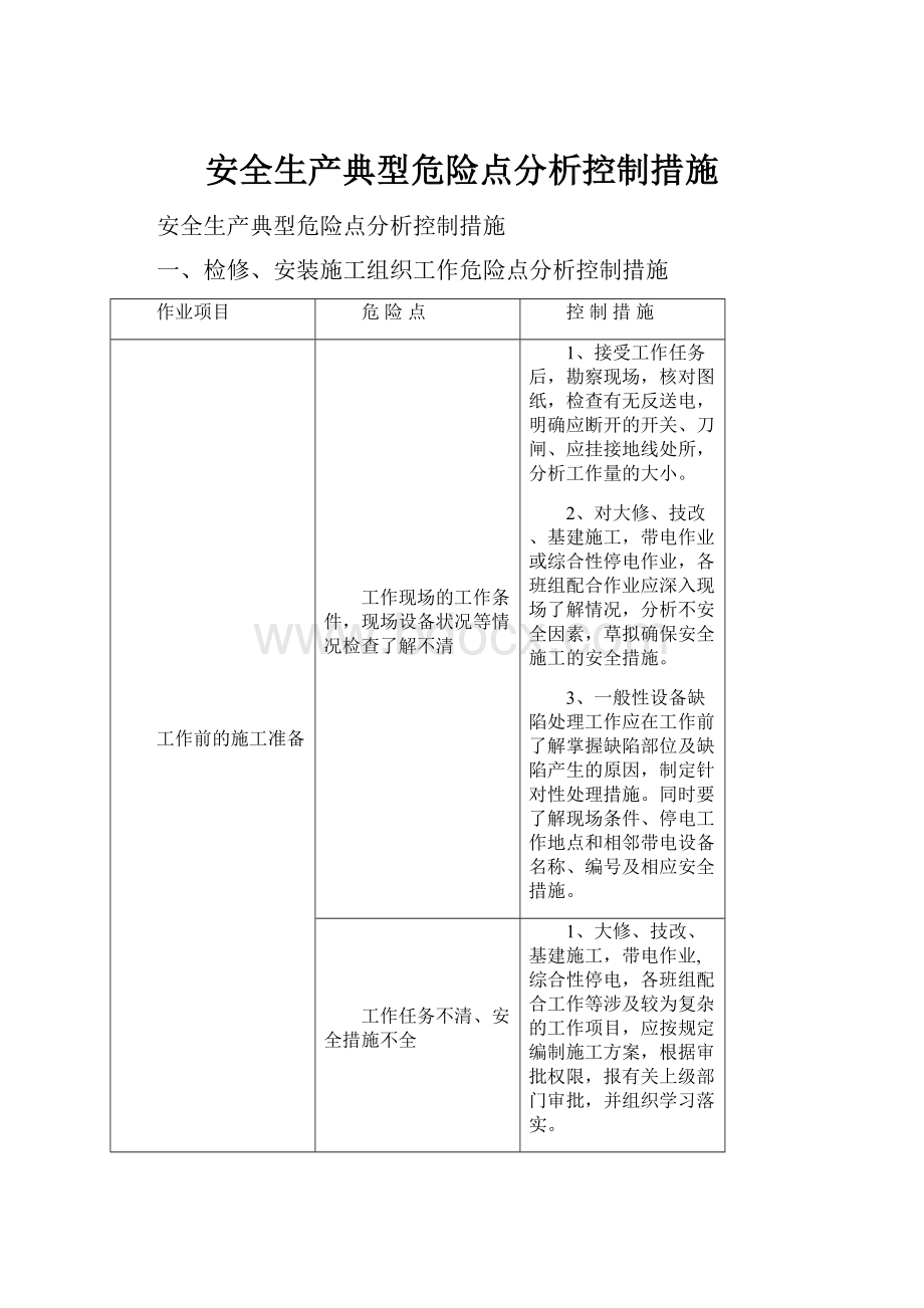 安全生产典型危险点分析控制措施.docx