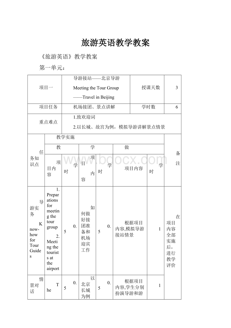 旅游英语教学教案.docx_第1页