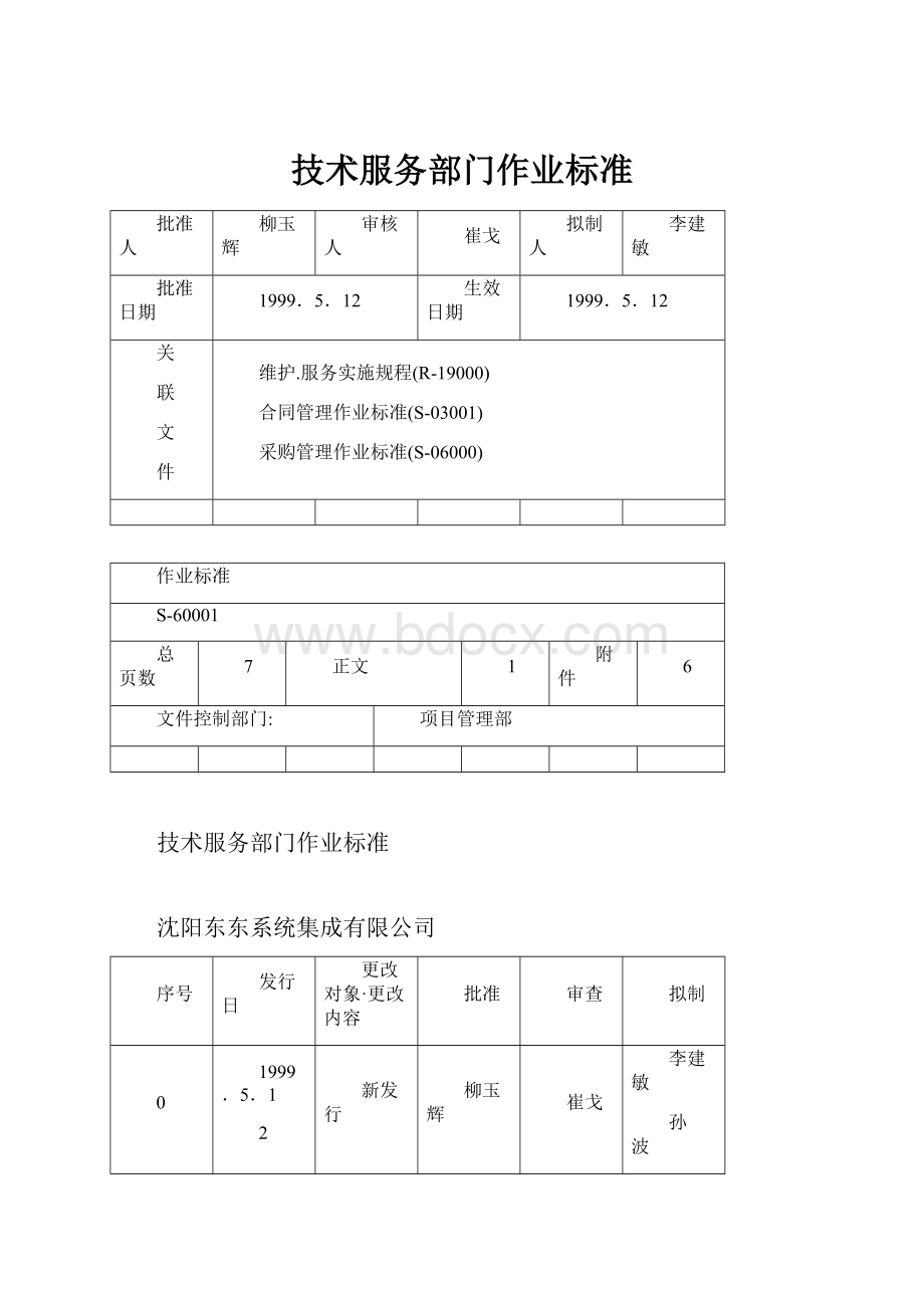 技术服务部门作业标准.docx_第1页