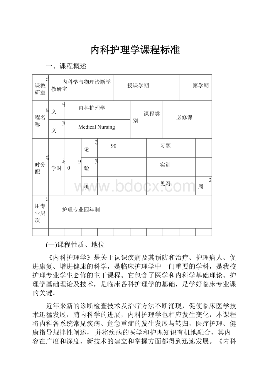 内科护理学课程标准.docx