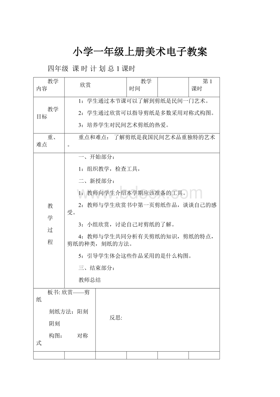 小学一年级上册美术电子教案.docx_第1页