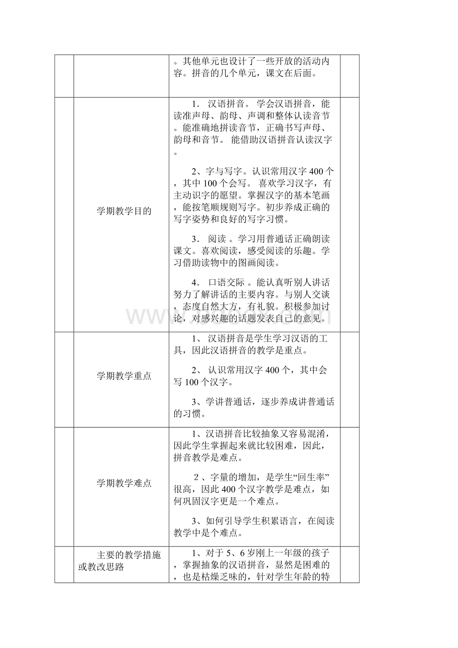 北师大版小学语文一年级上册全册教案表格版页.docx_第2页