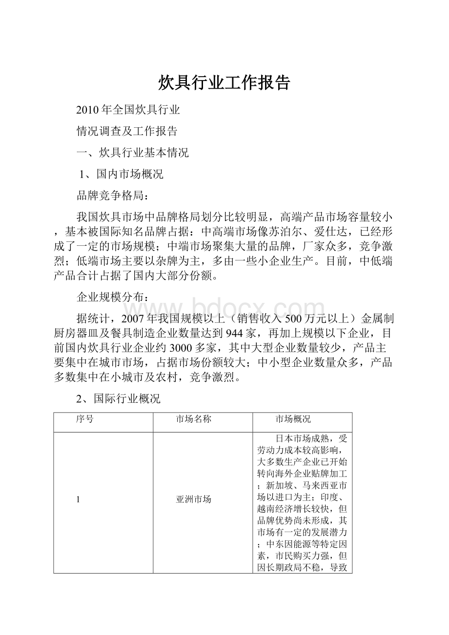 炊具行业工作报告.docx_第1页