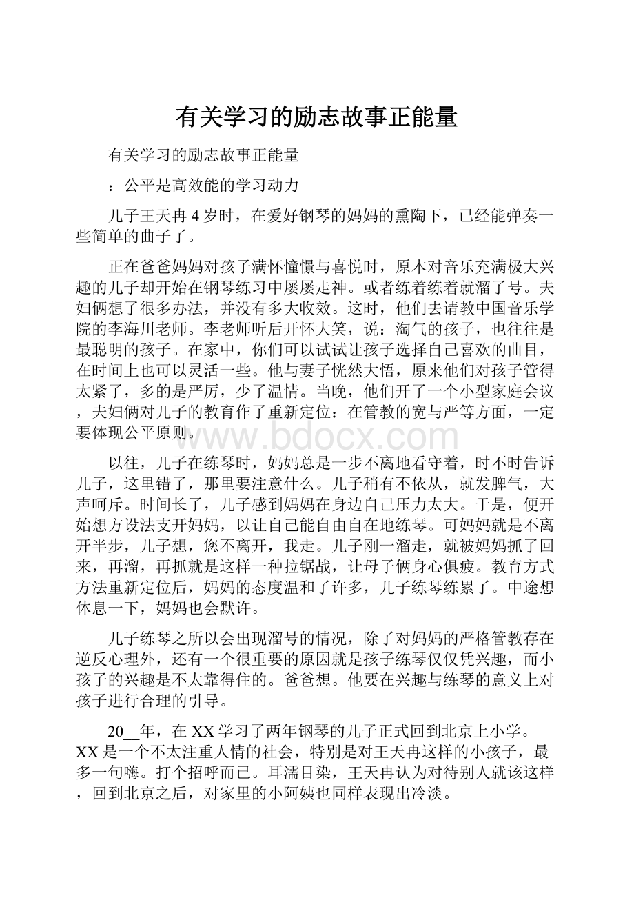 有关学习的励志故事正能量.docx_第1页