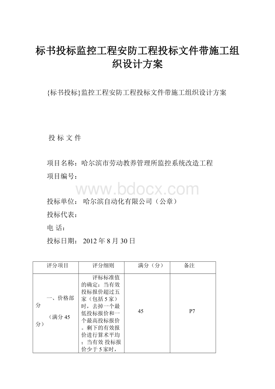 标书投标监控工程安防工程投标文件带施工组织设计方案.docx