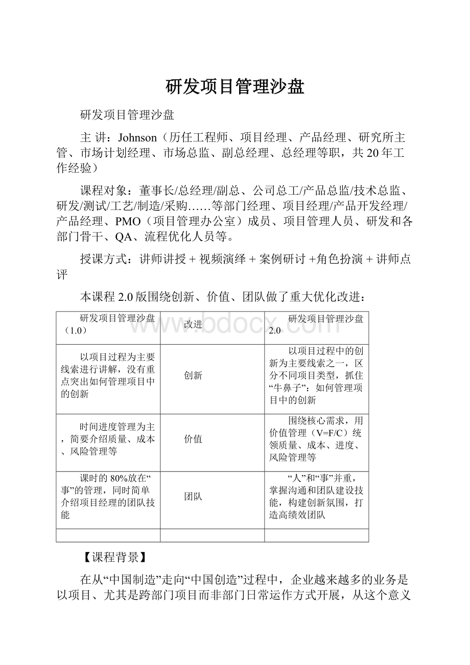 研发项目管理沙盘.docx