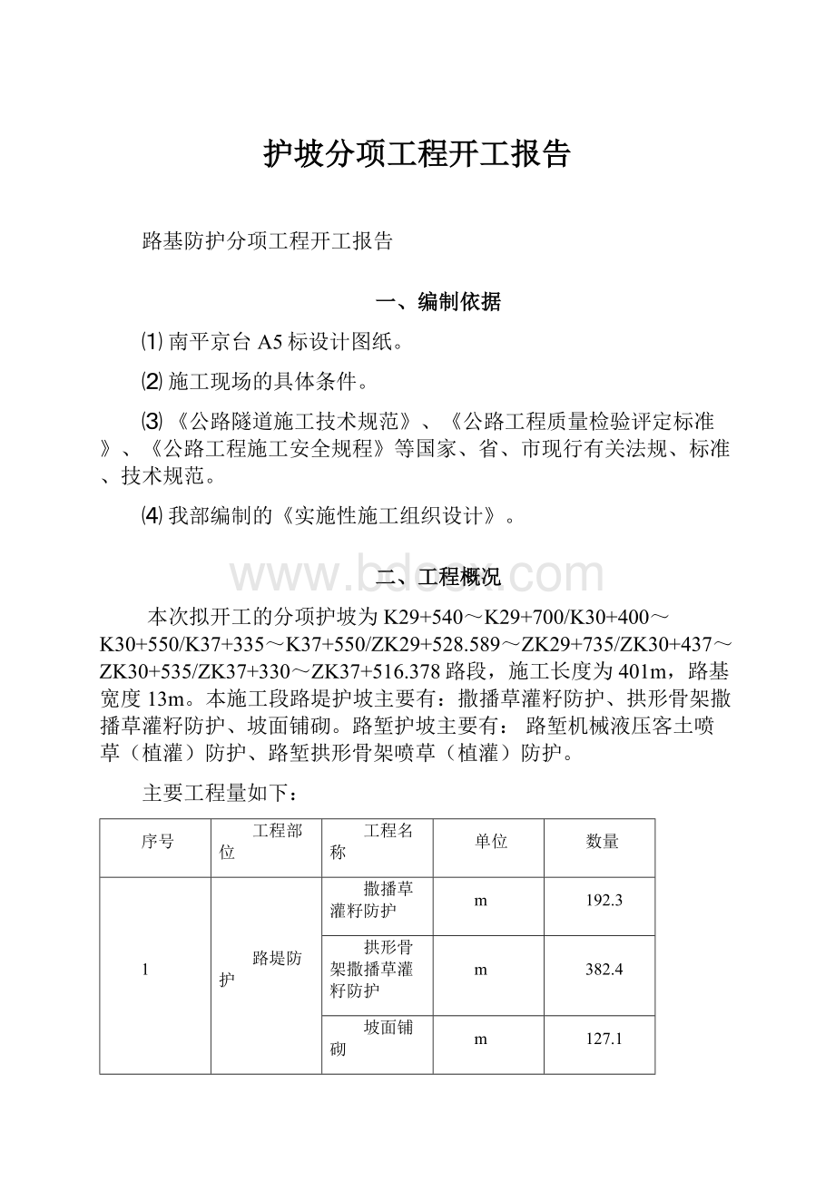 护坡分项工程开工报告.docx_第1页