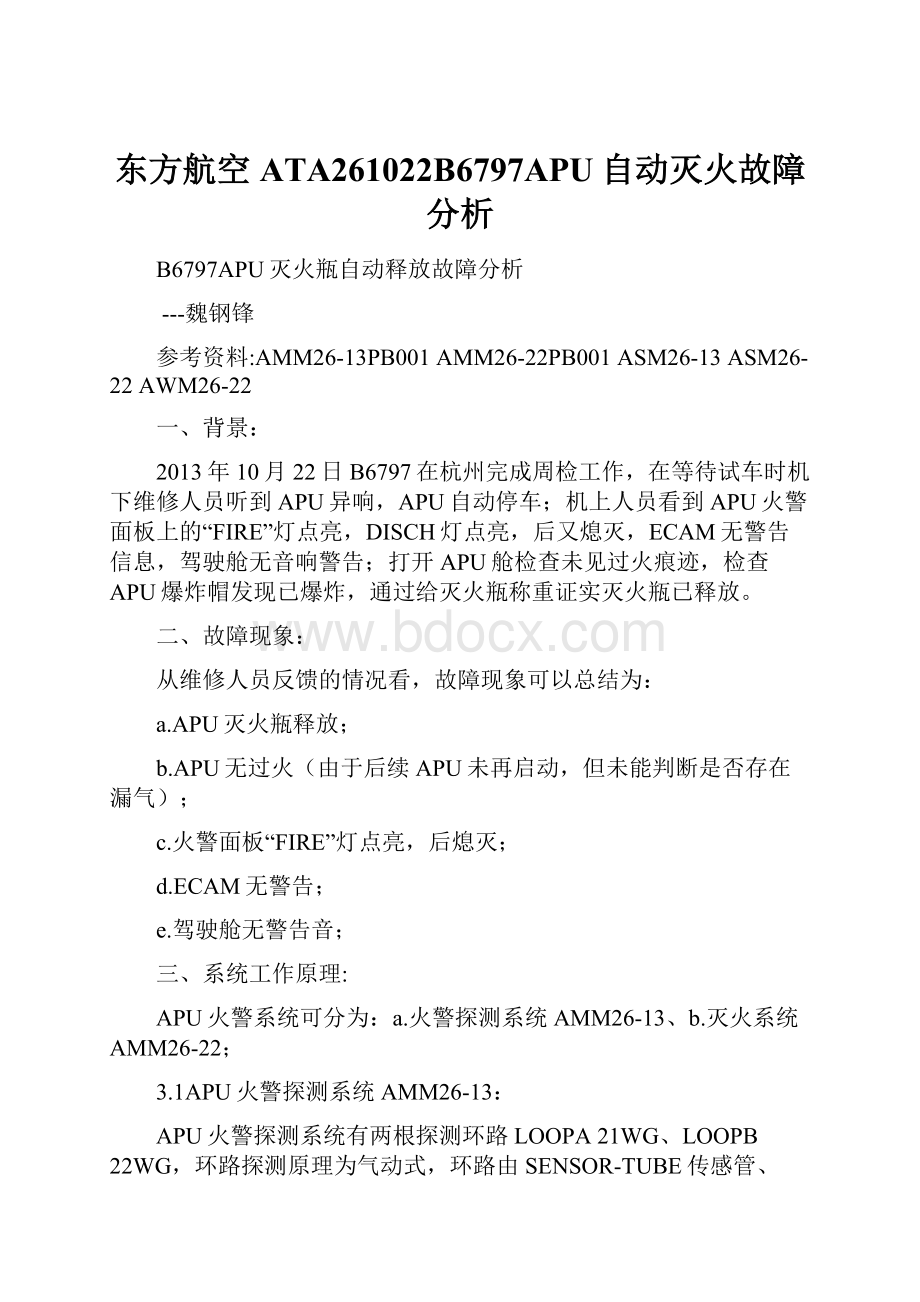 东方航空 ATA261022B6797APU自动灭火故障分析.docx_第1页