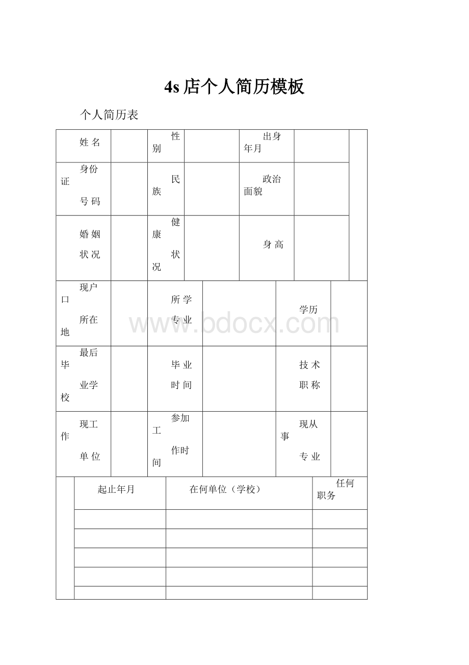 4s店个人简历模板.docx_第1页