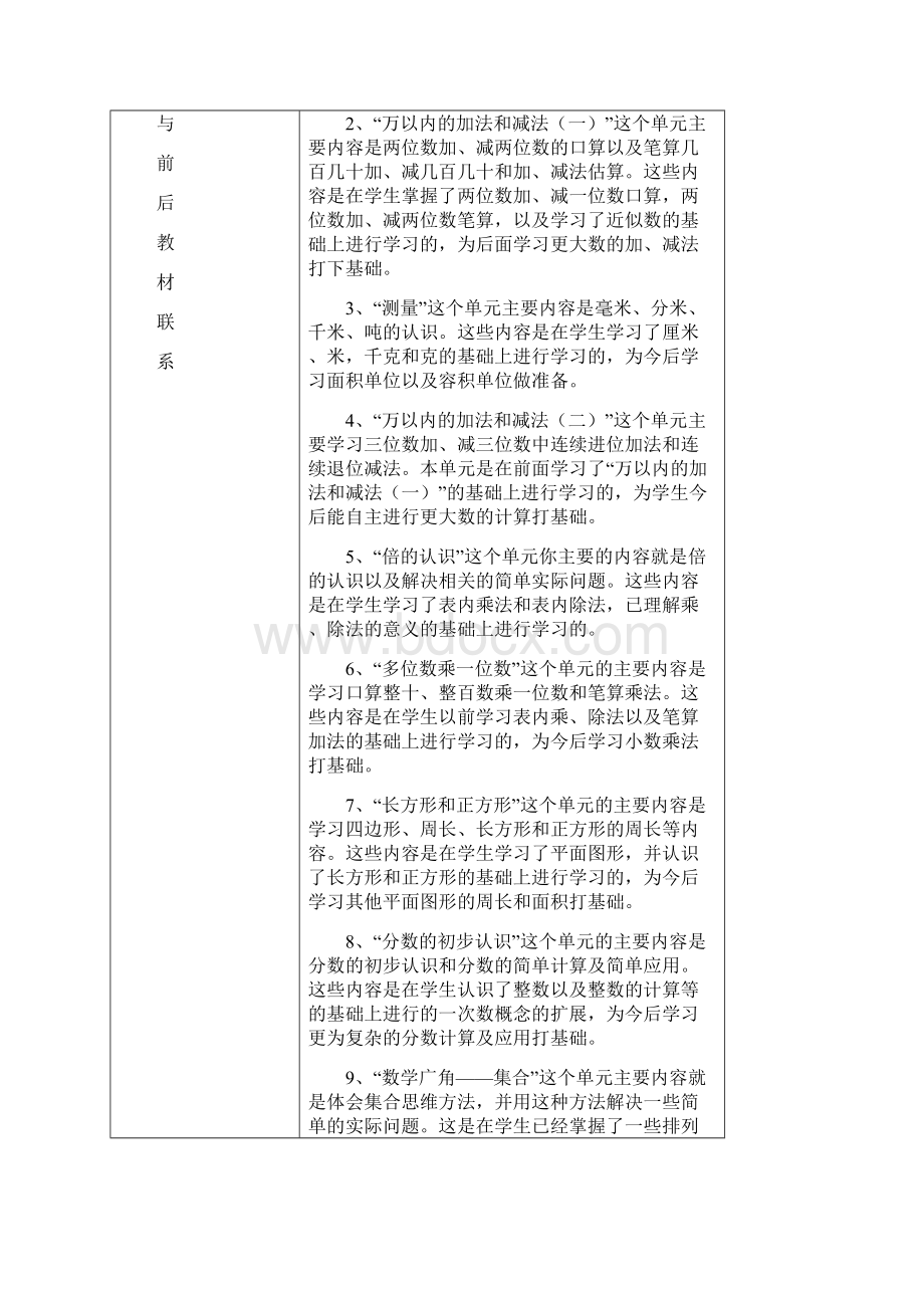 学年新版三年级数学上册全册单元计划.docx_第2页