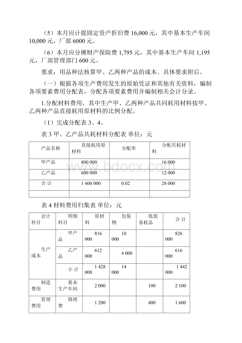 成本会计第三章练习进步知识学习题集规范标准答案第四版.docx_第3页