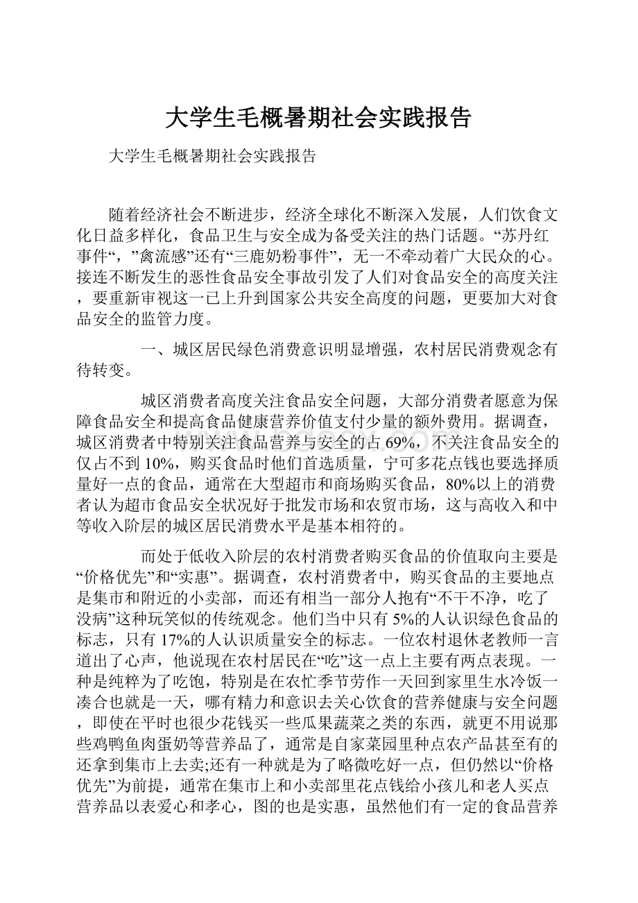 大学生毛概暑期社会实践报告.docx_第1页