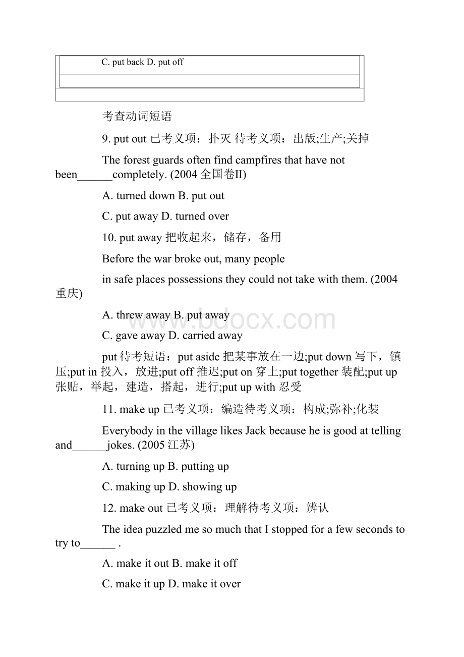 高中英语动词短语专项练习一含答案.docx_第3页