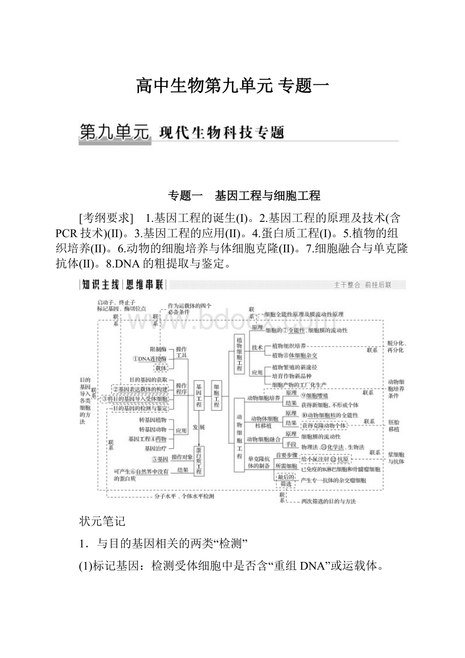 高中生物第九单元 专题一.docx