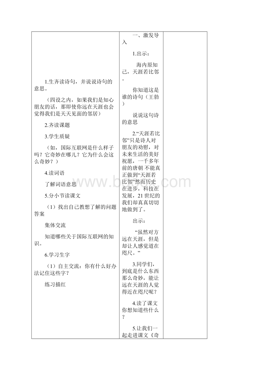 最新小学沪教版语文四年级下册公开课教学设计奇妙的国际互联网3.docx_第2页