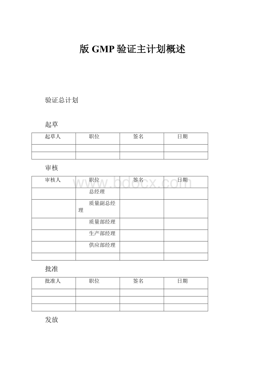 版GMP验证主计划概述.docx_第1页