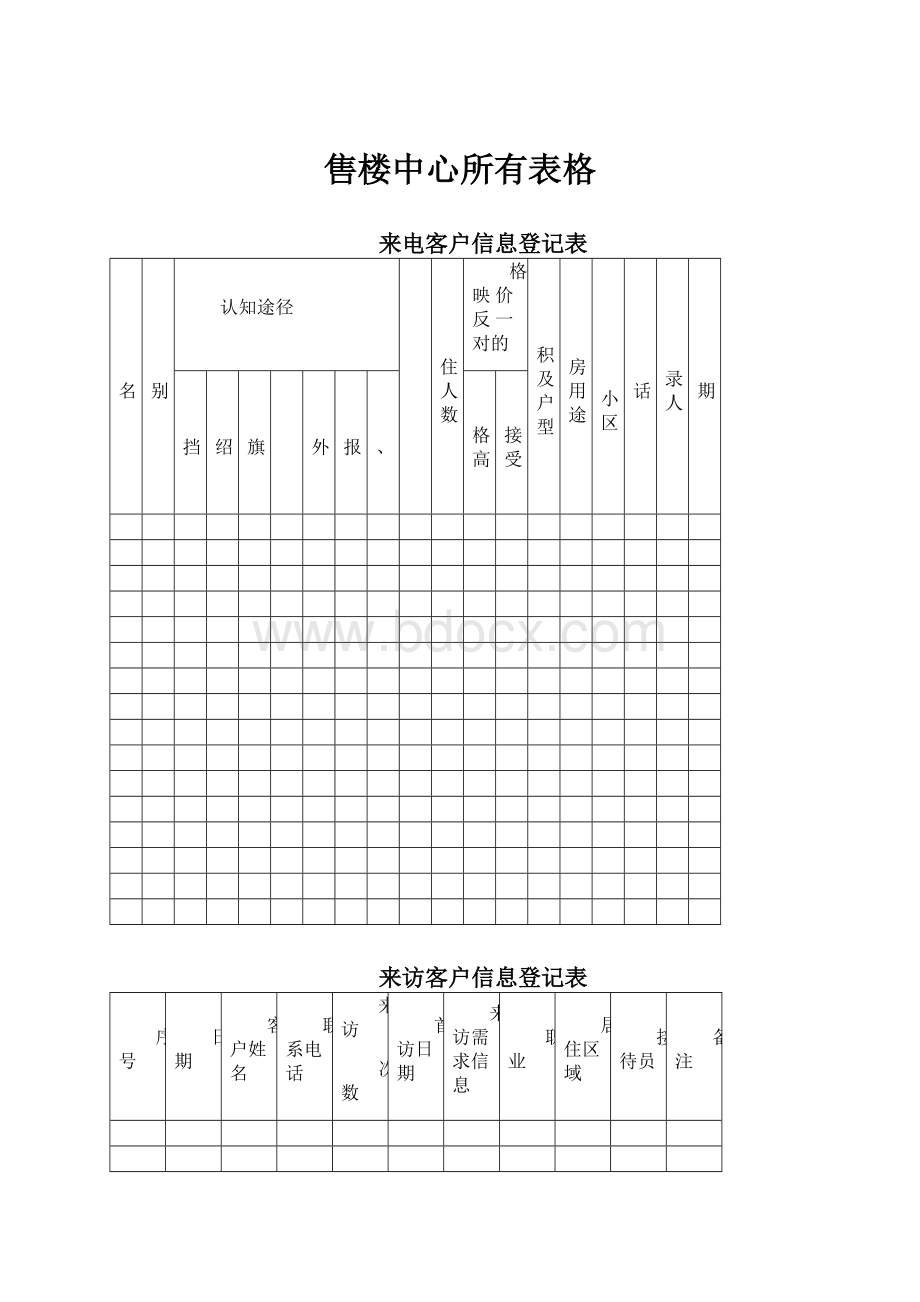 售楼中心所有表格.docx