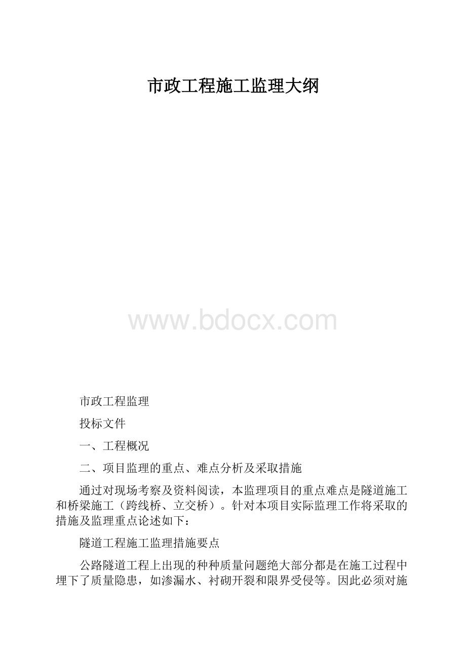 市政工程施工监理大纲.docx_第1页