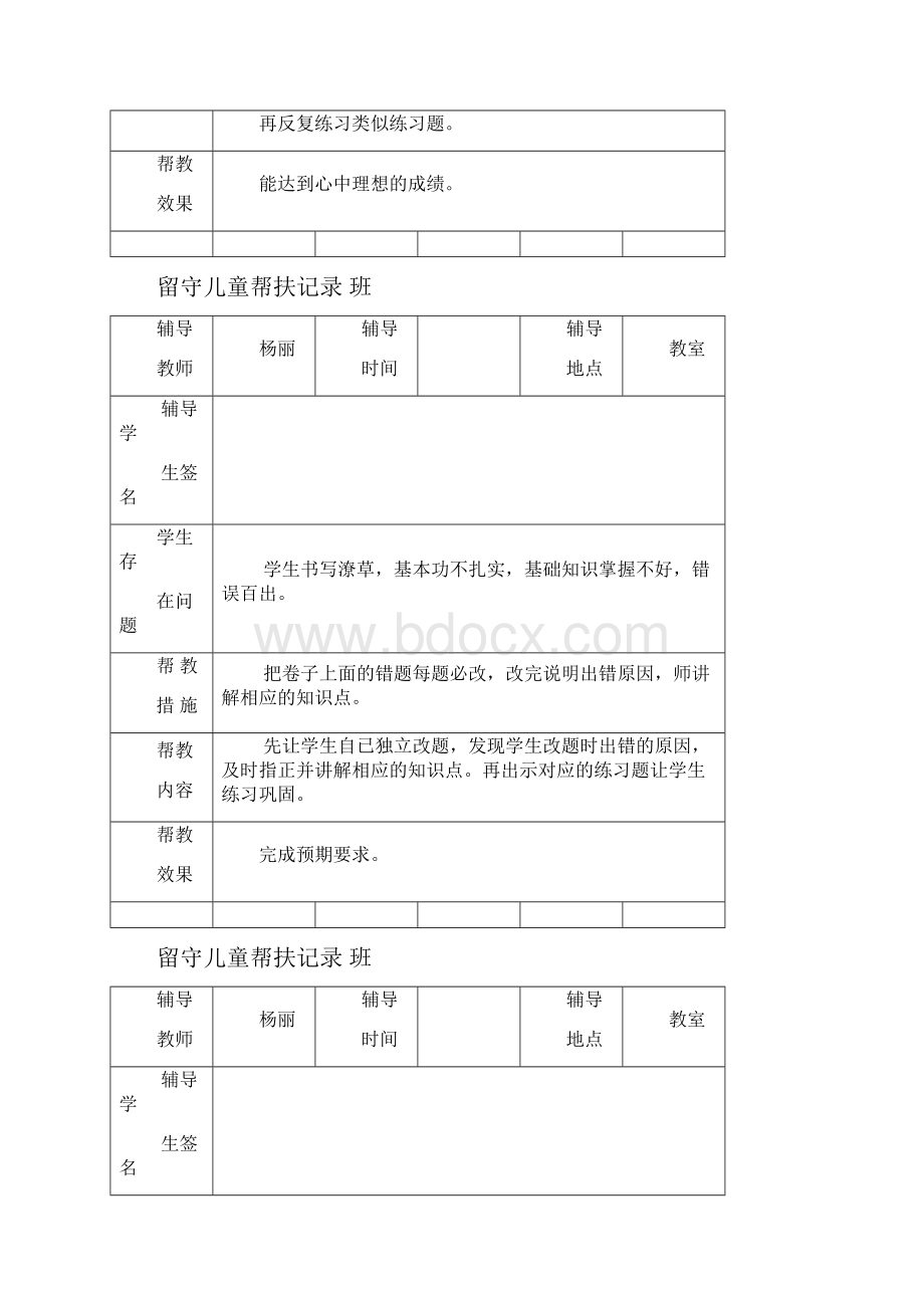 小学留守儿童帮扶记录表复习课程.docx_第3页