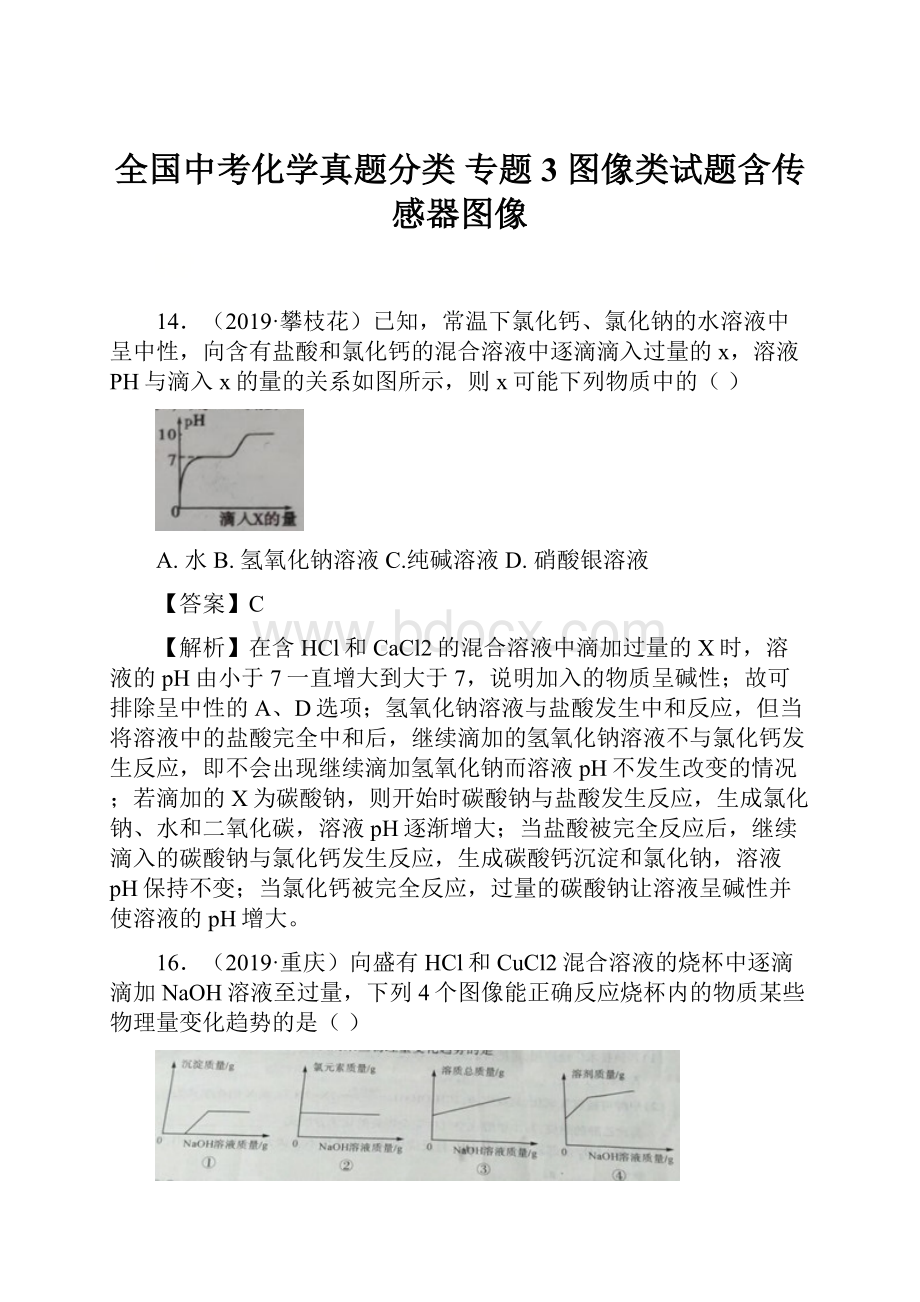 全国中考化学真题分类 专题3图像类试题含传感器图像.docx