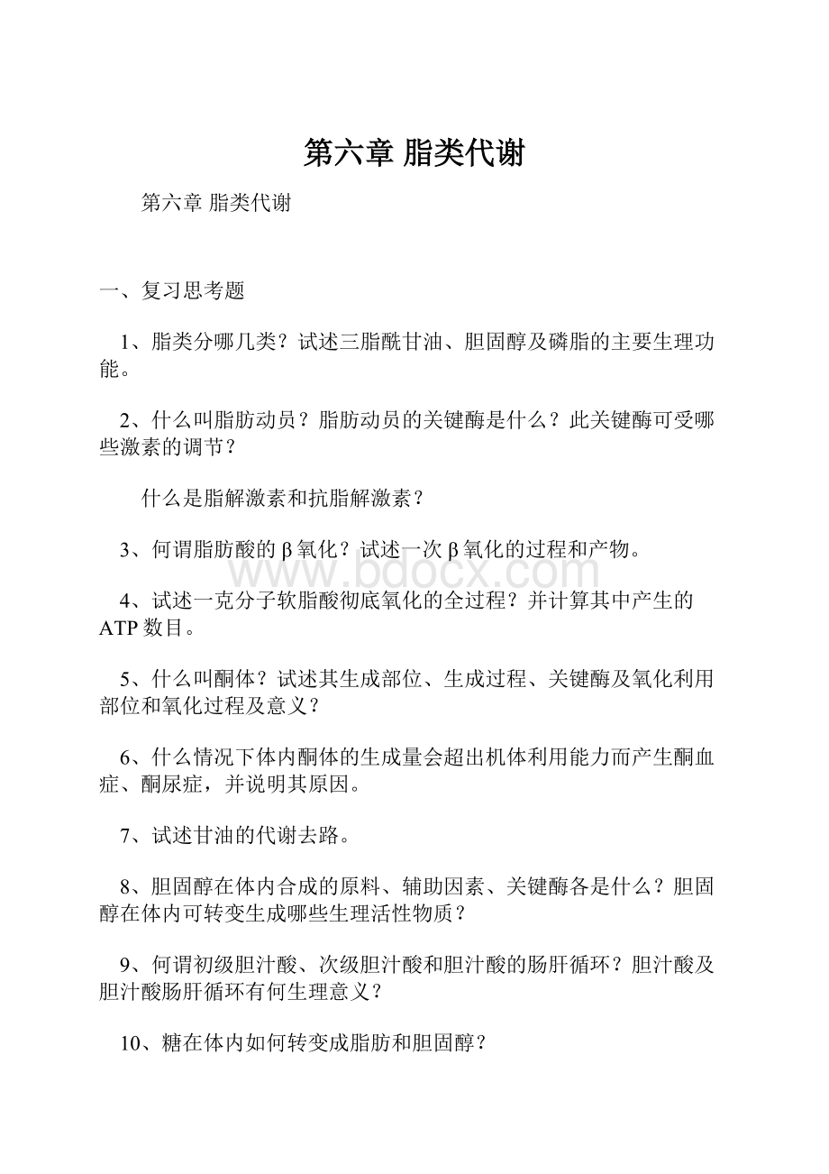 第六章 脂类代谢.docx_第1页