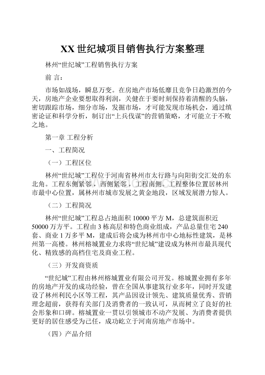 XX世纪城项目销售执行方案整理.docx