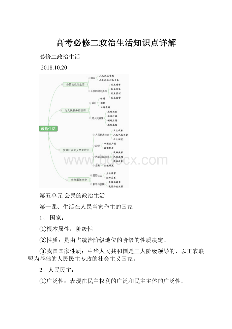 高考必修二政治生活知识点详解.docx