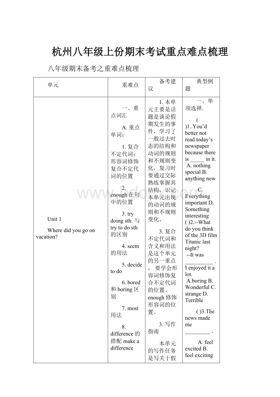 杭州八年级上份期末考试重点难点梳理.docx_第1页