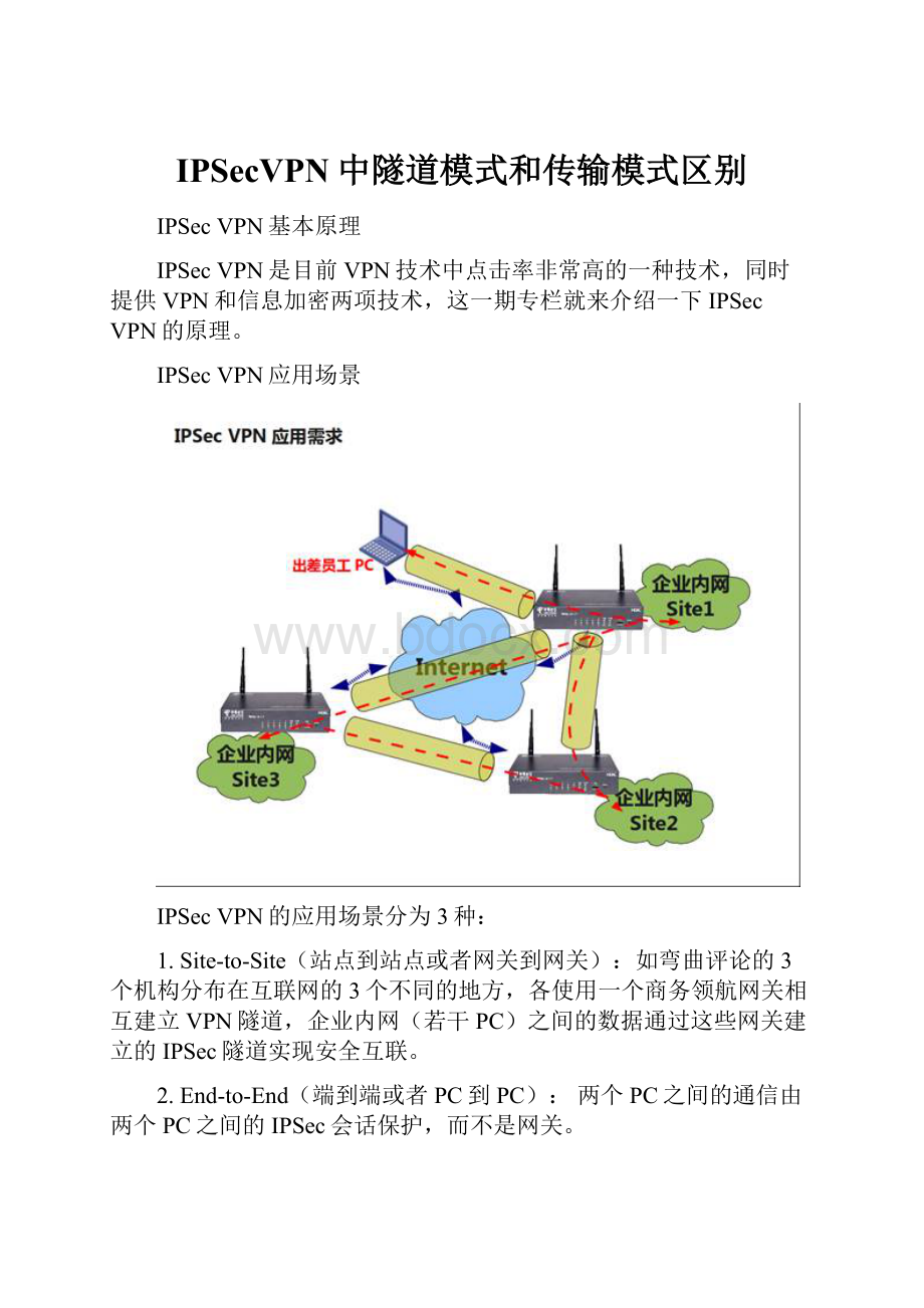 IPSecVPN中隧道模式和传输模式区别.docx